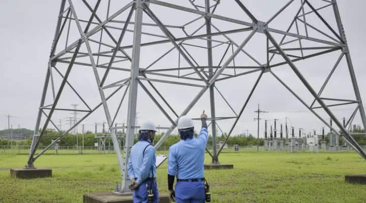 上司が部下に作業状況や注意点を教えている様子